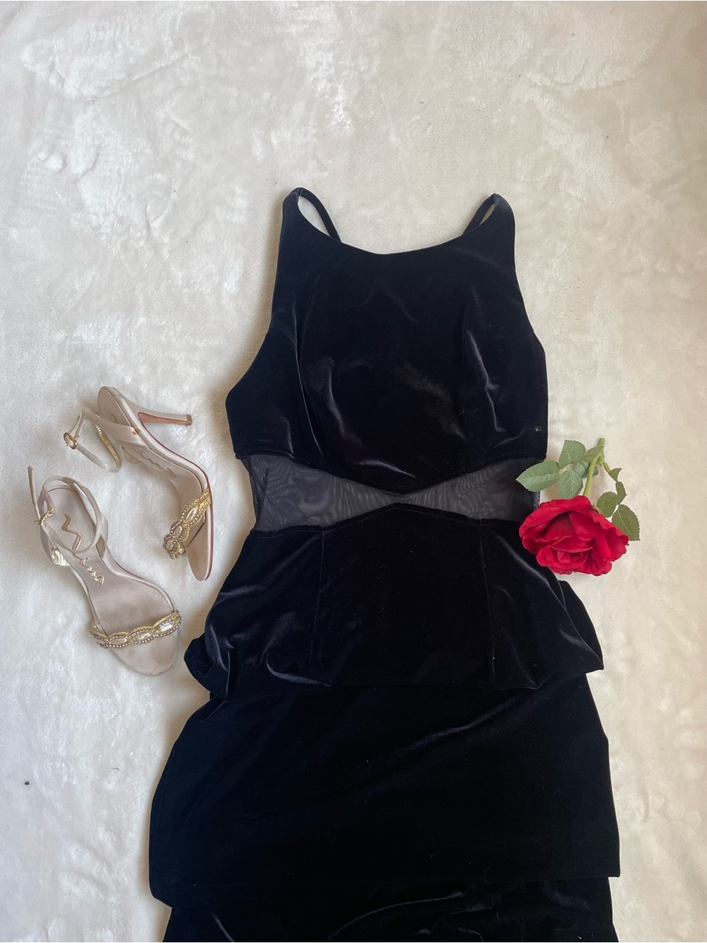 VTG Gothic Black Velvet Maxi Gown dress